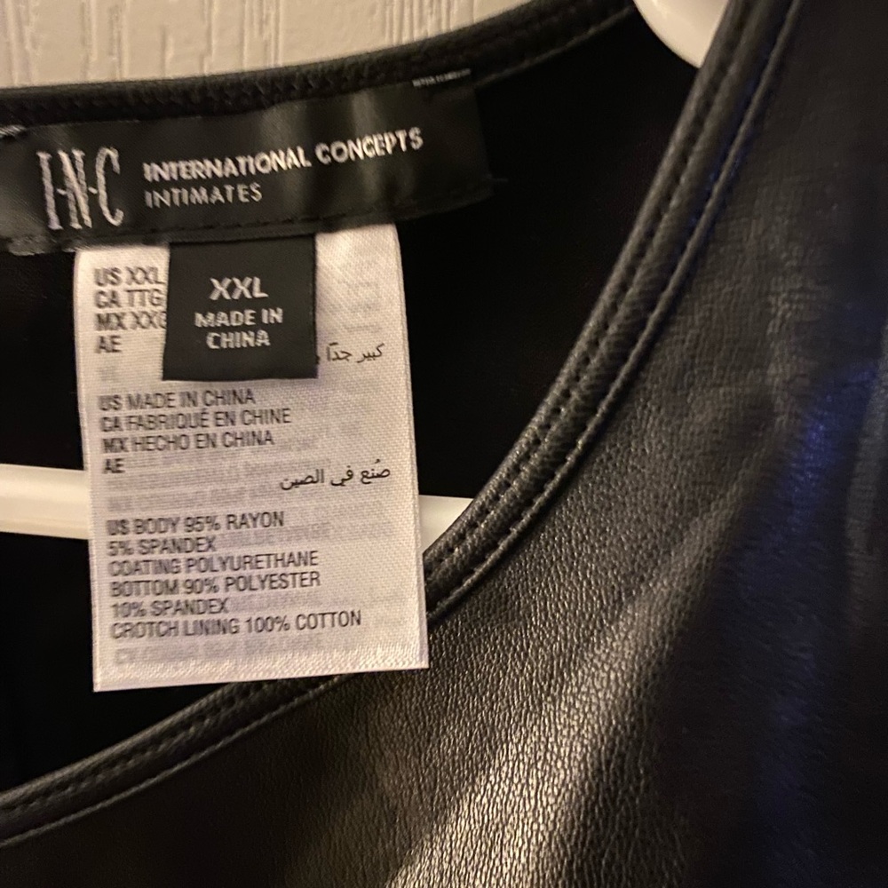INC Faux Leather Bodysuit, - Picture 3 of 5